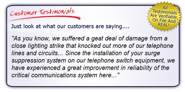 High Quality, High Performance Data Line and Telephone Line Surge Protector Testimonials. Get the Right Gear!
